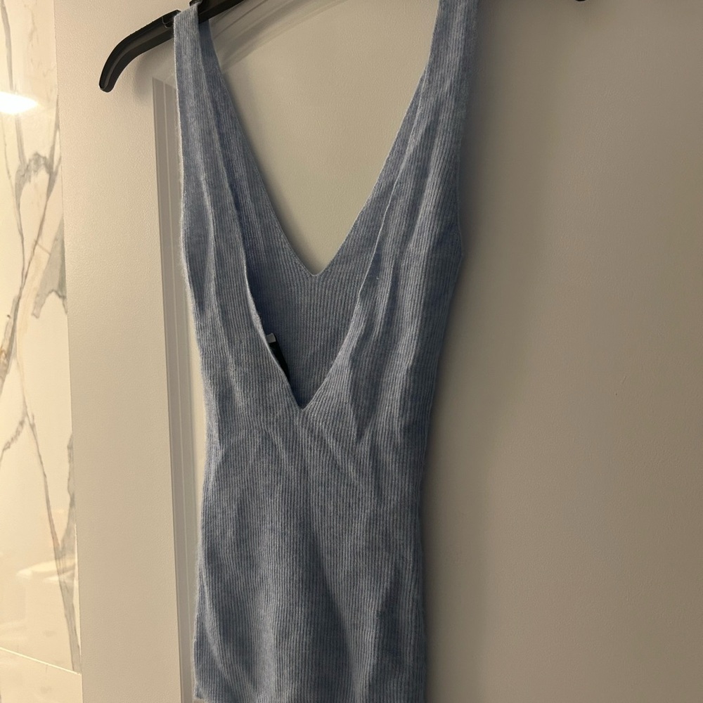 Light Blue Ribbed Knit Top - Picture 2 of 3
